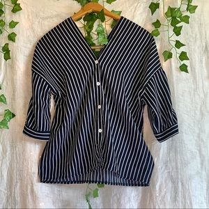 Navy blue striped blouse